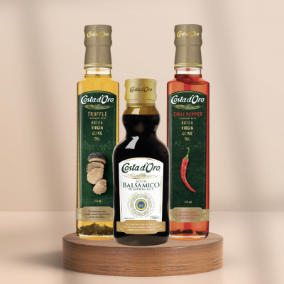 Drei-Geschmacks-Set – 3x250ml Premium-Öle & Balsamico