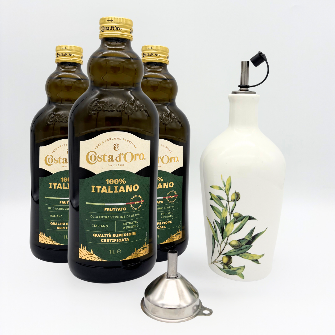 3L 100% Italiaanse Extra Vierge Olijfolie + Keramische Schenkfles