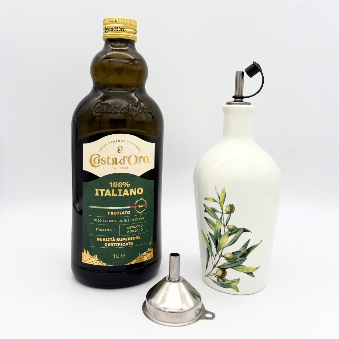 1L 100% Italiaanse Extra Vierge Olijfolie + Keramische Schenkfles