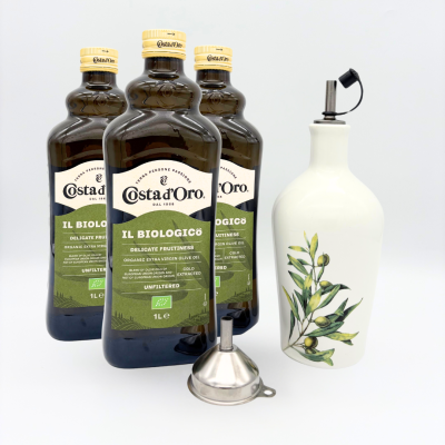Biologische Olijfolie 3L + Keramische Fles Set