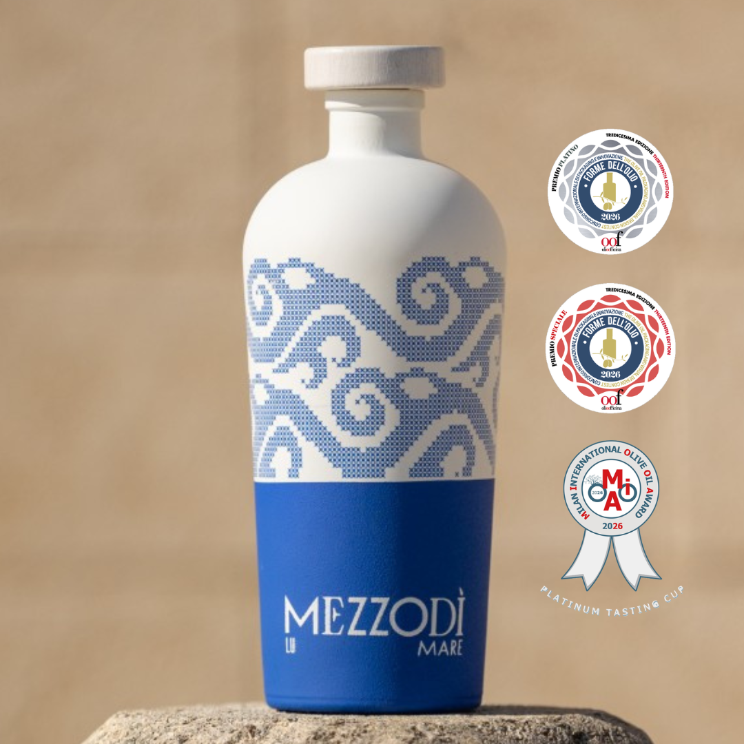 MEZZODÌ LU MARE – 100% Italiaanse Extra Vierge Olijfolie – Single Origin Peranzana – Keramische Schenkfles 500ml