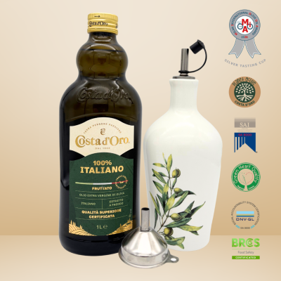 1L Italiaanse Olijfolie + Keramische Fles